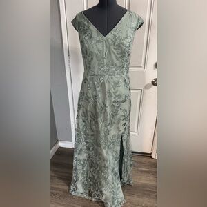 Sage Green Green Floral Embroidered Formal Dress